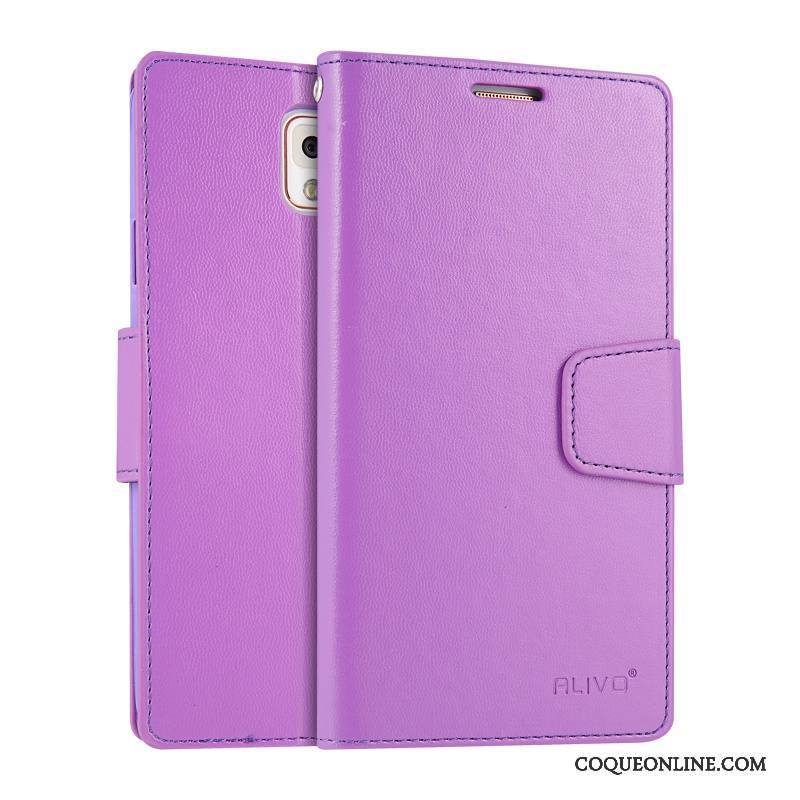 Samsung Galaxy Note 3 Clamshell Violet Étui Coque Clair Silicone Étui En Cuir