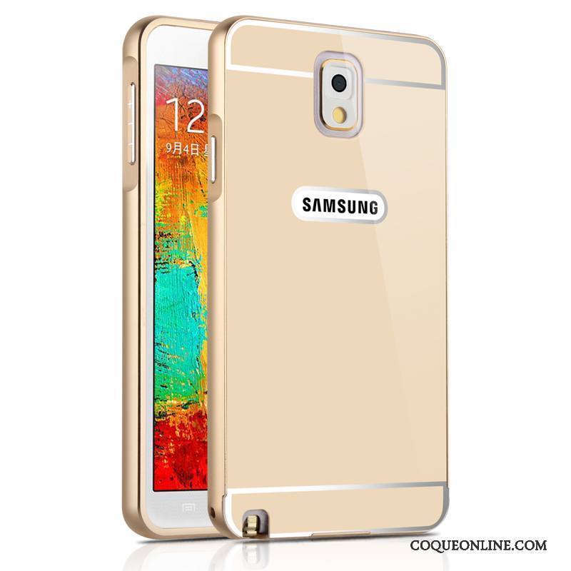 Samsung Galaxy Note 3 Coque Étui Protection Argent Or Métal Tempérer Support