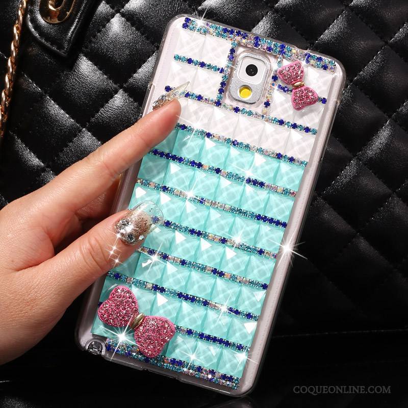 Samsung Galaxy Note 3 Protection Étui Coque De Téléphone Strass Étoile Bleu