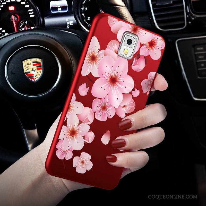 Samsung Galaxy Note 3 Rouge Coque De Téléphone Protection Étui Silicone Fleurs Étoile