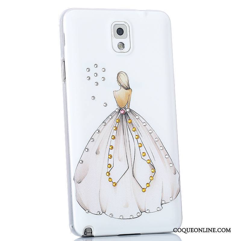 Samsung Galaxy Note 3 Étoile Téléphone Portable Strass Coque De Téléphone Blanc Couvercle Arrière Étui