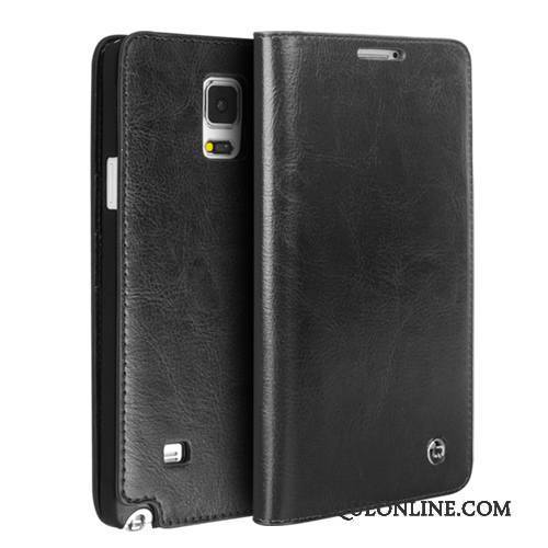 Samsung Galaxy Note 4 Coque Cuir Véritable Housse Étui Protection Téléphone Portable Noir Étoile