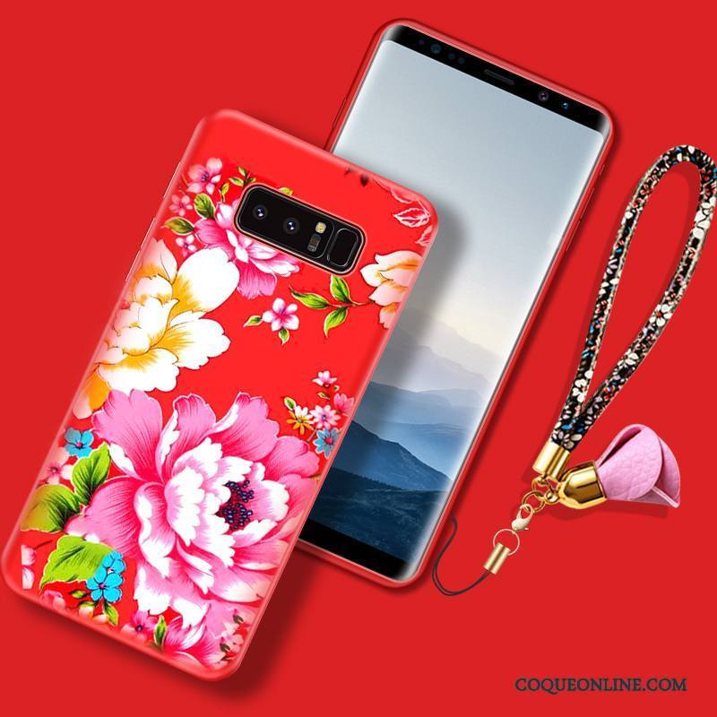 Samsung Galaxy Note 4 Coque Fleurs Silicone Créatif Légère Étoile Rouge Tout Compris