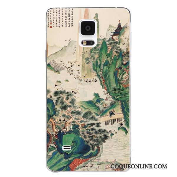 Samsung Galaxy Note 4 Coque Téléphone Portable Silicone Fluide Doux Étoile Style Chinois Motif Vert