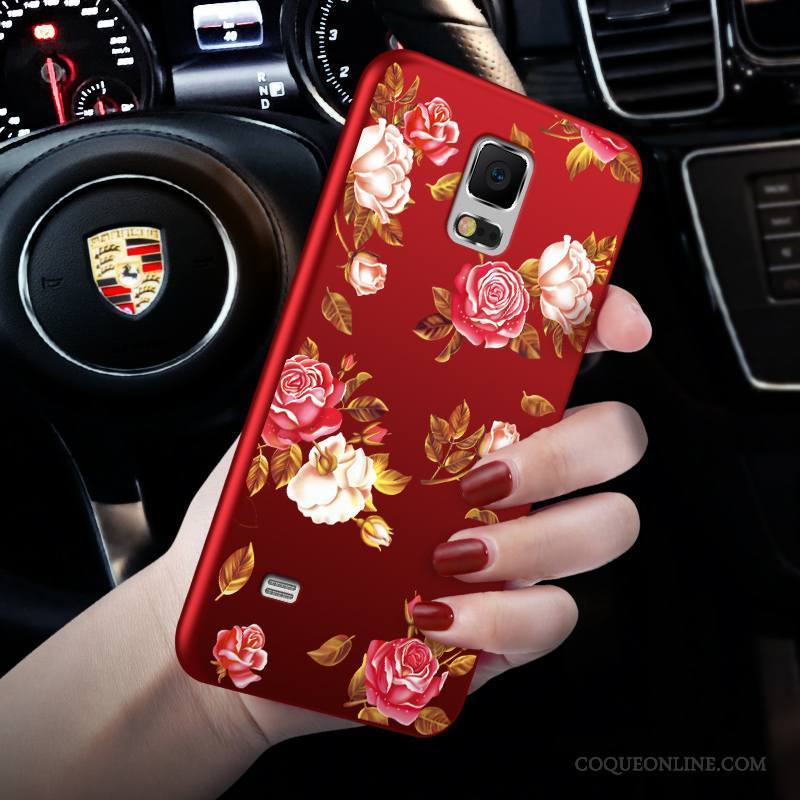 Samsung Galaxy Note 4 Coque Étui Étoile Fluide Doux Couvercle Arrière Tout Compris Rouge Fleurs