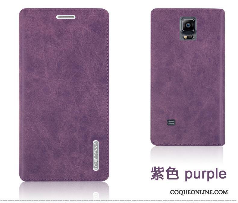 Samsung Galaxy Note 4 Étoile Étui En Cuir Clamshell Coque Téléphone Portable Durable Violet