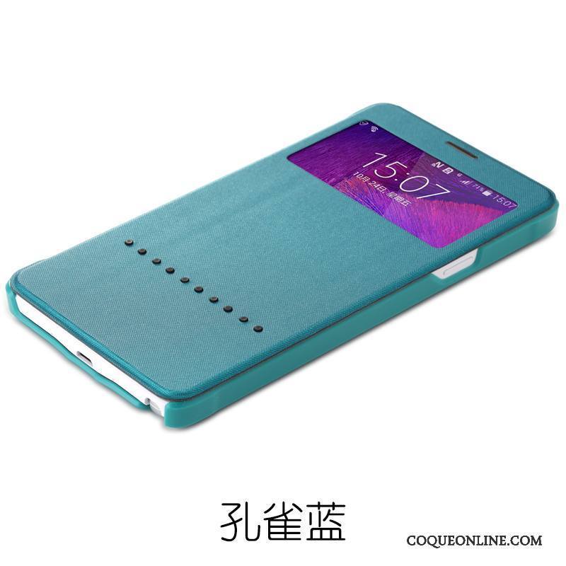 Samsung Galaxy Note 4 Étui Bleu Étui En Cuir Étoile Windows Protection Coque De Téléphone