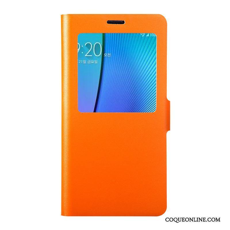 Samsung Galaxy Note 4 Étui En Cuir Protection Étoile Clamshell Téléphone Portable Coque De Téléphone Orange