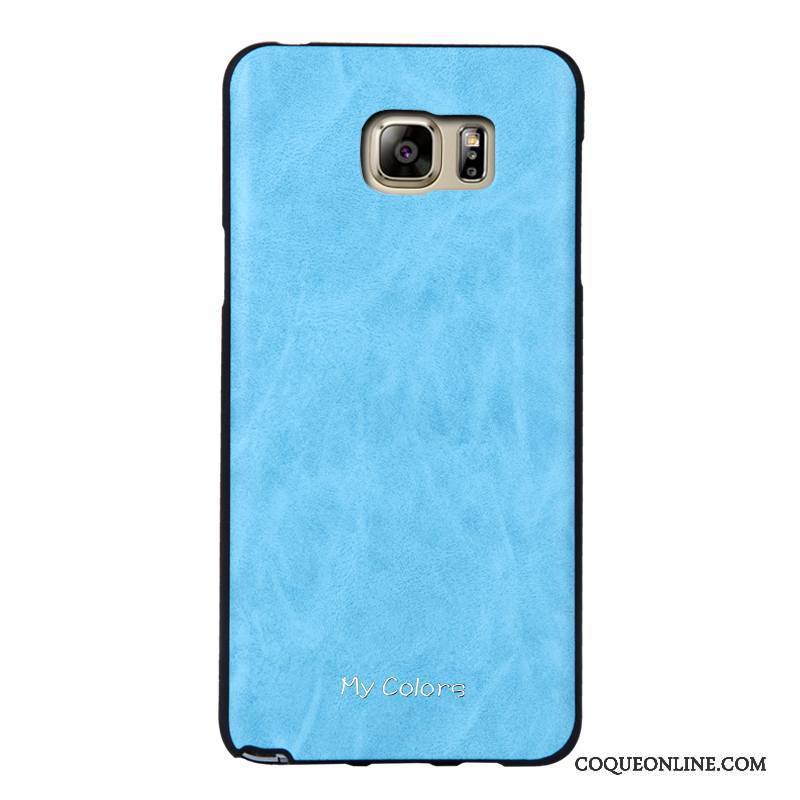 Samsung Galaxy Note 5 Coque Bleu Étui Étoile Similicuir Fluide Doux Protection Business