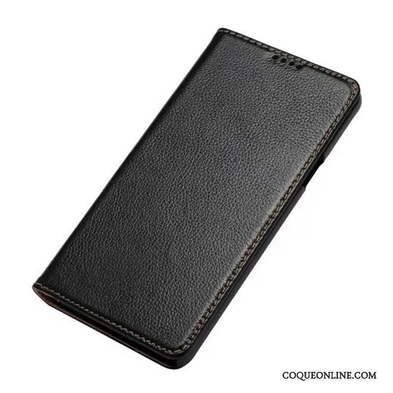 Samsung Galaxy Note 5 Coque Étui En Cuir Housse Protection Noir Téléphone Portable Étoile Cuir Véritable