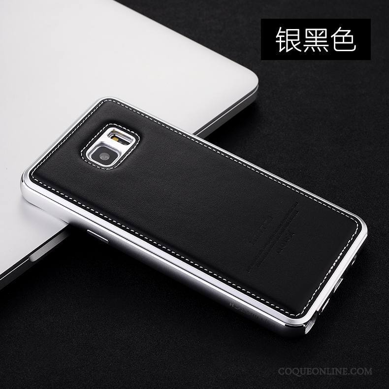 Samsung Galaxy Note 5 Coque Étui En Cuir Incassable De Téléphone Cuir Véritable Étoile Argent