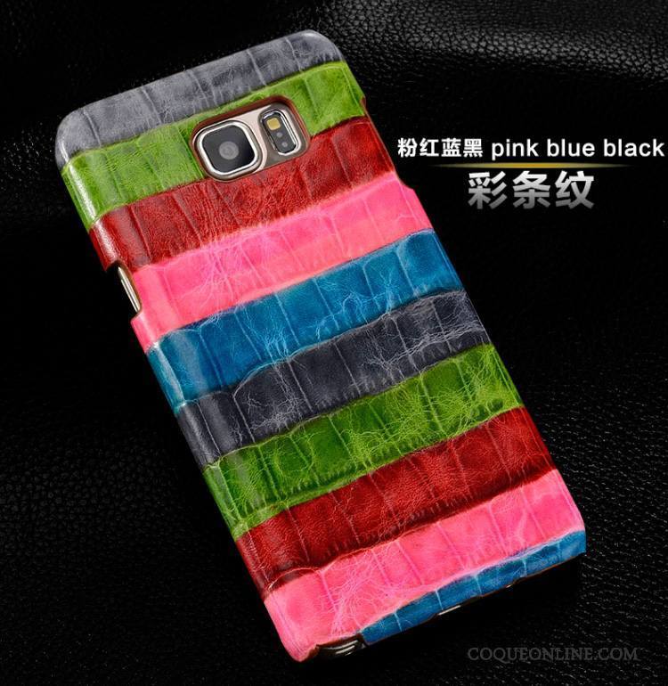 Samsung Galaxy Note 5 Multicolore Étoile Coque Cuir Véritable Protection Couvercle Arrière Téléphone Portable