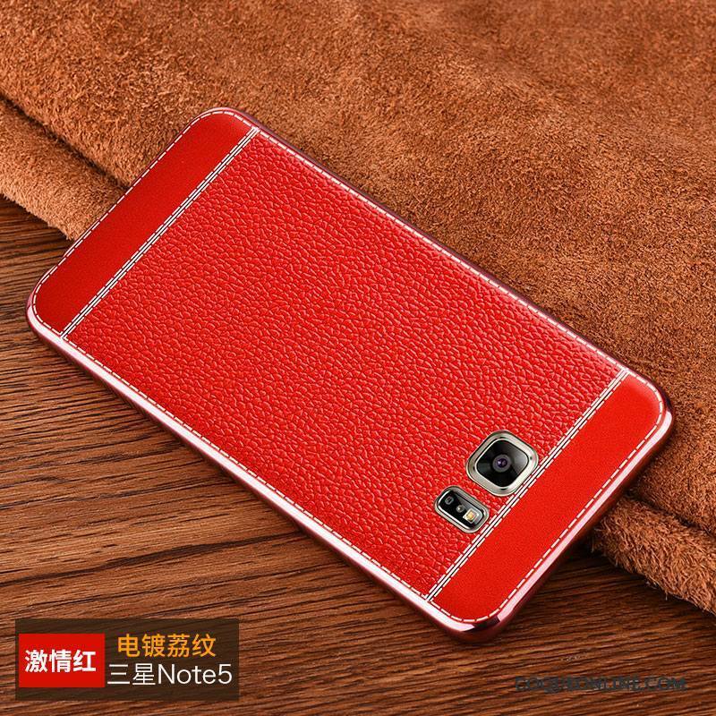 Samsung Galaxy Note 5 Protection Coque De Téléphone Fluide Doux Incassable Étoile Rouge Cuir