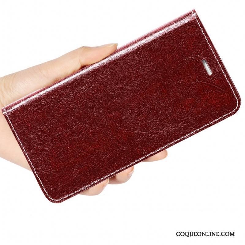 Samsung Galaxy Note 5 Téléphone Portable Simple Étui En Cuir Cuir Véritable Coque De Téléphone Protection Vin Rouge