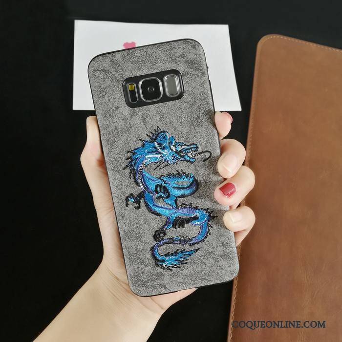 Samsung Galaxy Note 8 Coque Broderie Personnalité Protection Amoureux Étoile Étui Gris