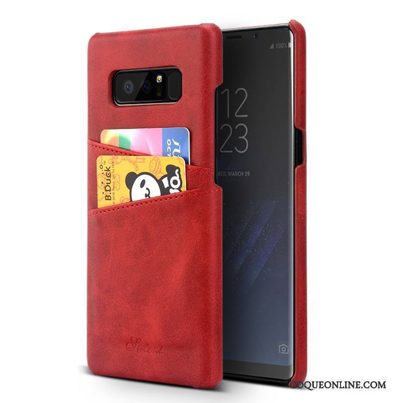 Samsung Galaxy Note 8 Coque Rouge Business Vintage Étui Portefeuille Cuir Protection