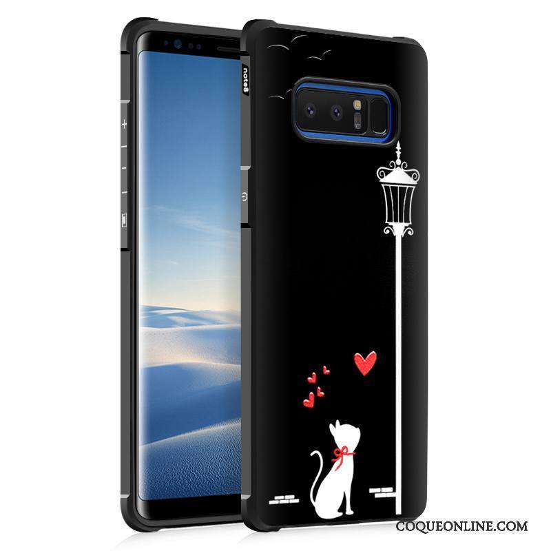 Samsung Galaxy Note 8 Coque Silicone Délavé En Daim Tendance Personnalité Noir Créatif Étoile