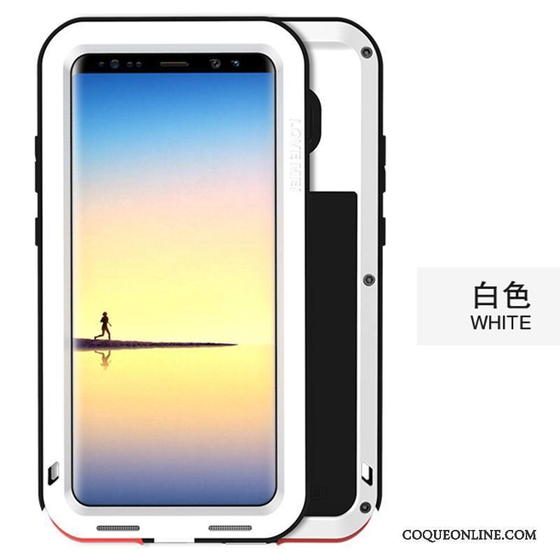 Samsung Galaxy Note 8 Tout Compris Protection Étoile Métal Coque De Téléphone Blanc Trois Défenses