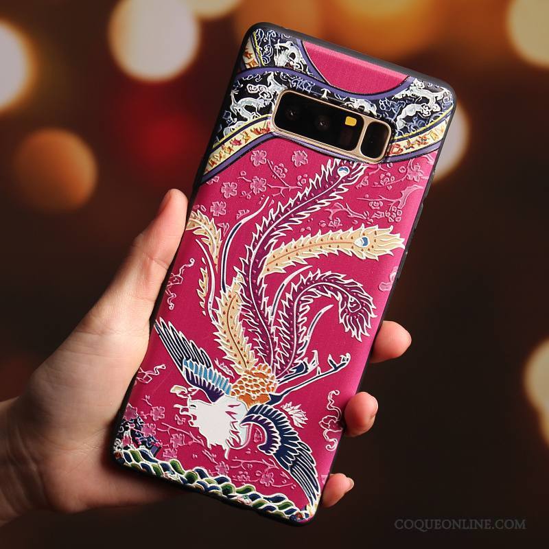 Samsung Galaxy Note 8 Tout Compris Rouge Étoile Coque De Téléphone Dragon Étui Personnalité