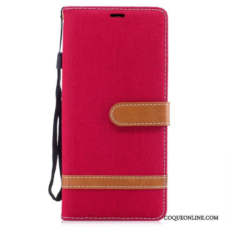 Samsung Galaxy Note 8 Téléphone Portable Portefeuille Coque Étoile En Denim Étui Rouge