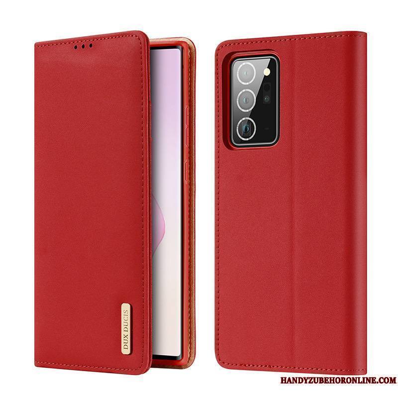 Samsung Galaxy Note20 Rouge Étui En Cuir Étoile Coque De Téléphone