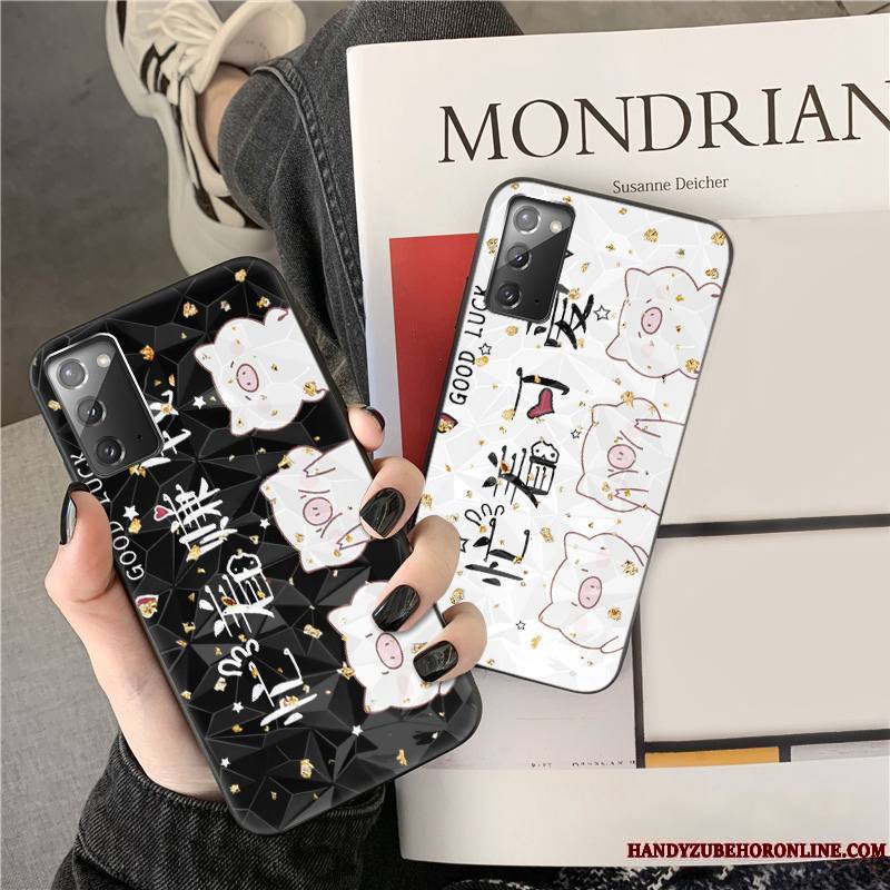 Samsung Galaxy Note20 Tendance Noir Incassable Dessin Animé Coque De Téléphone Amoureux Étoile