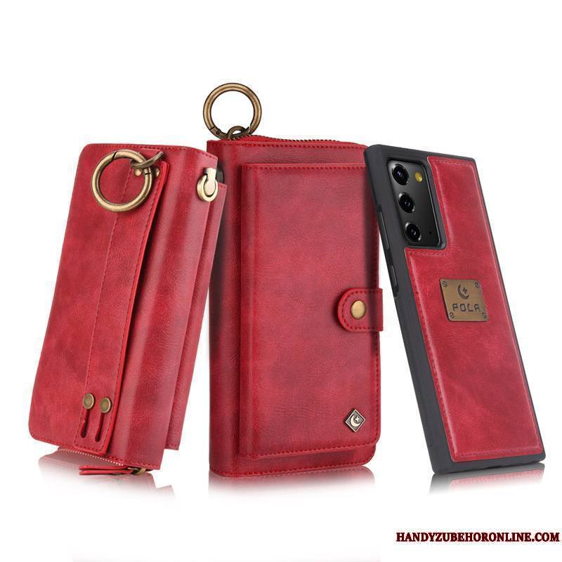 Samsung Galaxy Note20 Étui En Cuir Coque De Téléphone Rouge Sac Housse Étoile