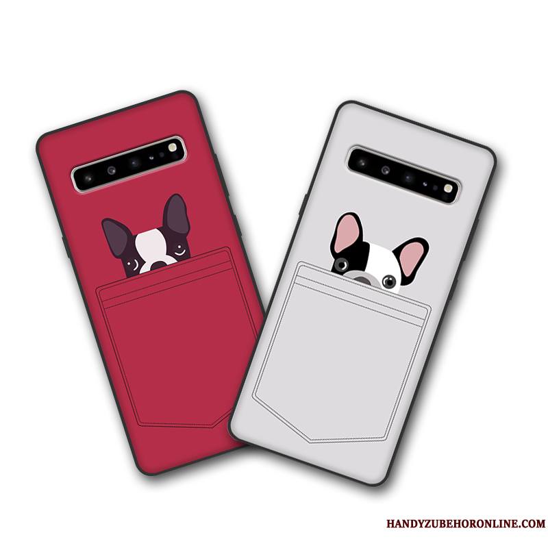 Samsung Galaxy S10 5g Coque Rouge Marque De Tendance Tout Compris Incassable Silicone Étui Étoile