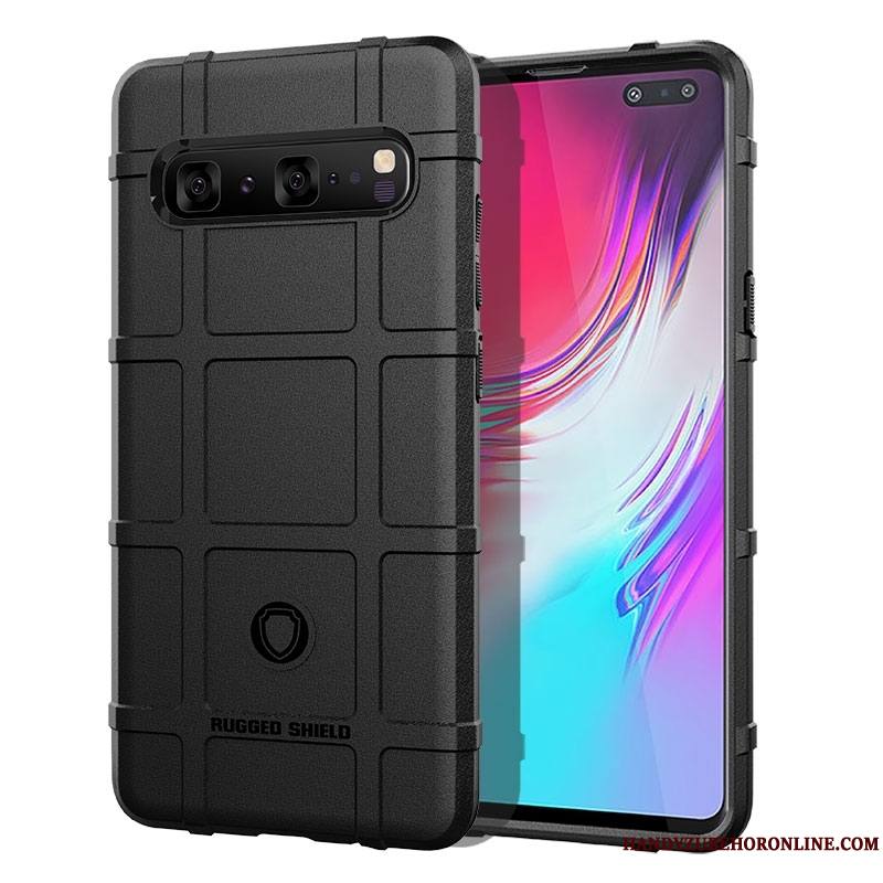 Samsung Galaxy S10 5g Protection Noir Coque De Téléphone Modèle Fleurie Silicone Épaissir Incassable