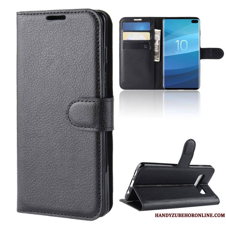 Samsung Galaxy S10+ Carte Business Protection Étoile Étui En Cuir Coque De Téléphone Noir