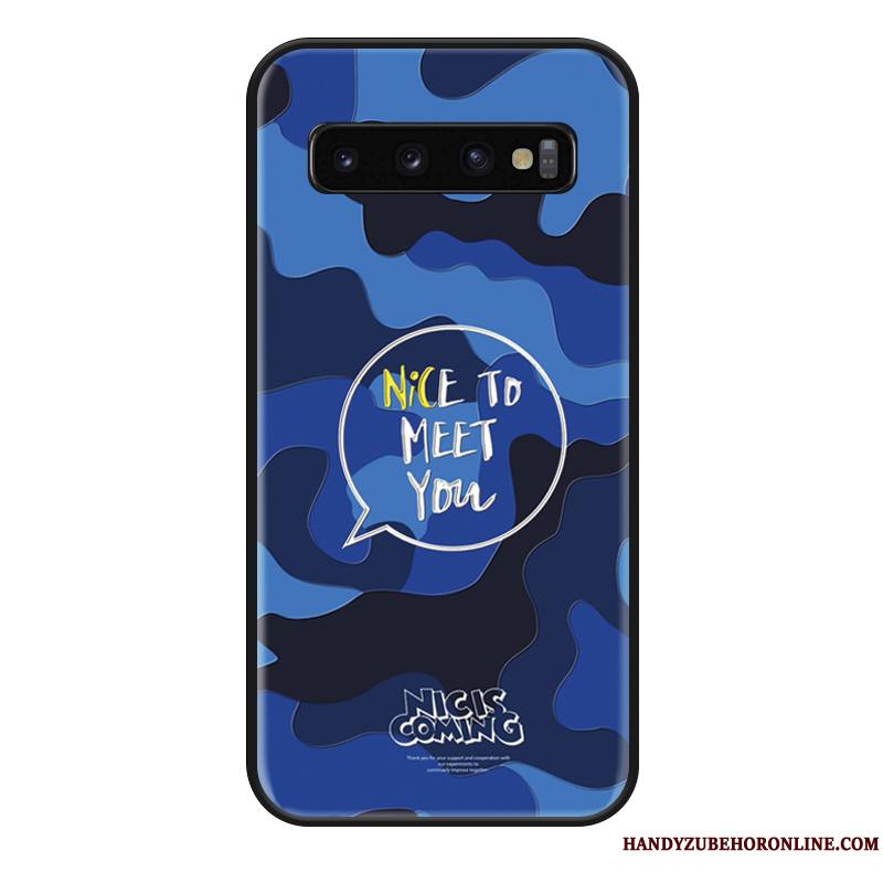 Samsung Galaxy S10 Coque Bleu Ornements Suspendus Étoile Silicone Camouflage Marque De Tendance Incassable