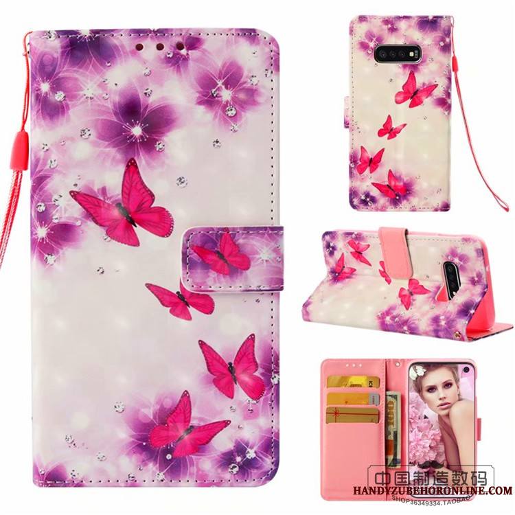 Samsung Galaxy S10+ Coque Portefeuille Étoile Rose Étui Clamshell Silicone