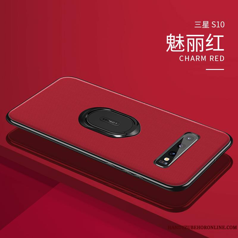 Samsung Galaxy S10 Coque Silicone Modèle Fleurie Boucle Protection Rouge Très Mince Incassable