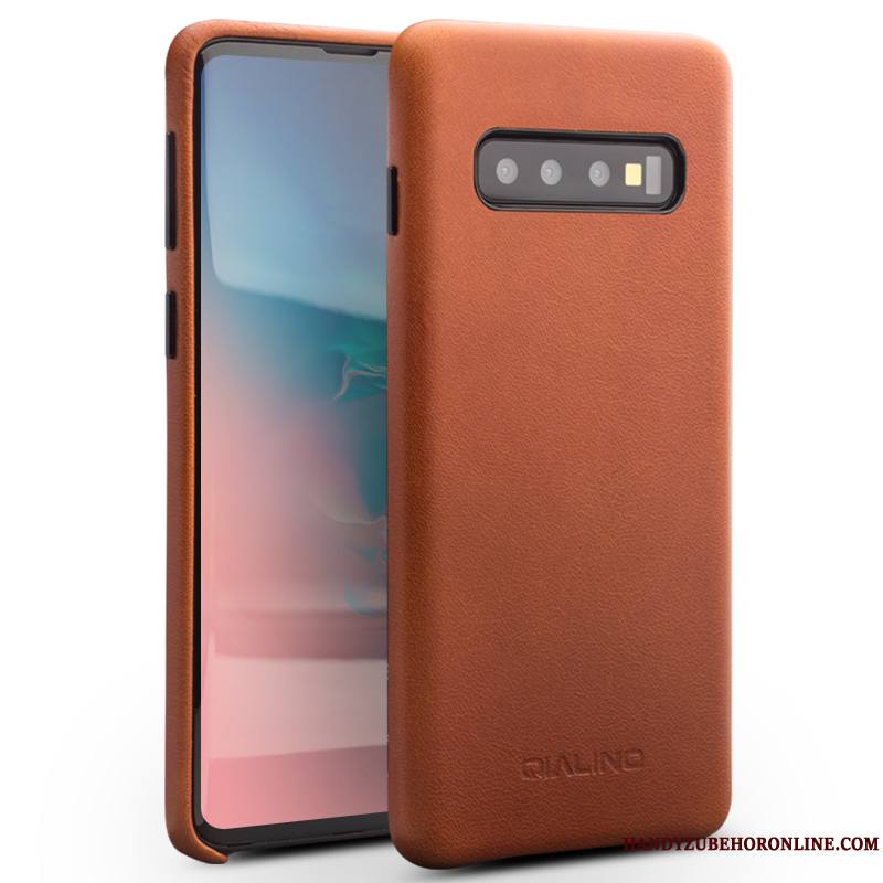 Samsung Galaxy S10 Coque Étui Téléphone Portable Couvercle Arrière Légères Business Petit Cuir Véritable