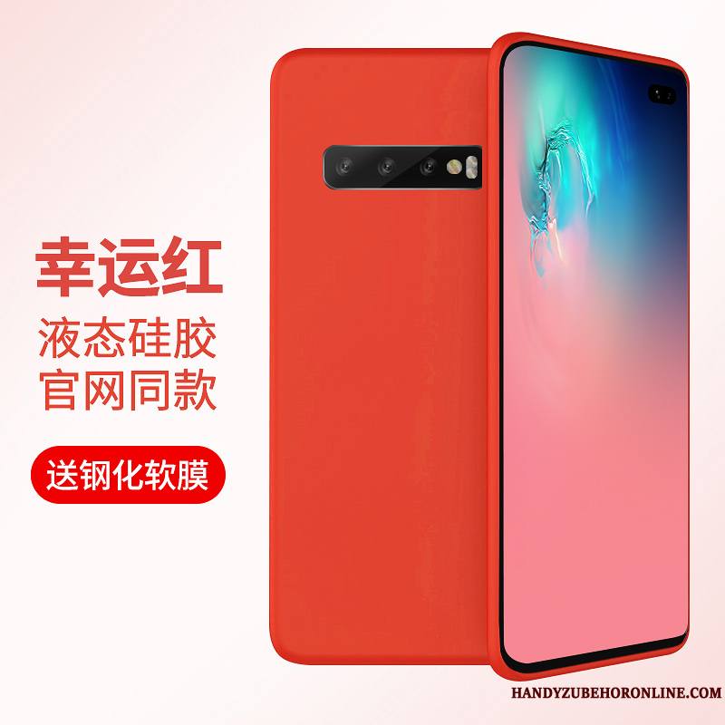 Samsung Galaxy S10+ Fluide Doux Créatif Étoile Coque De Téléphone Net Rouge Silicone Protection