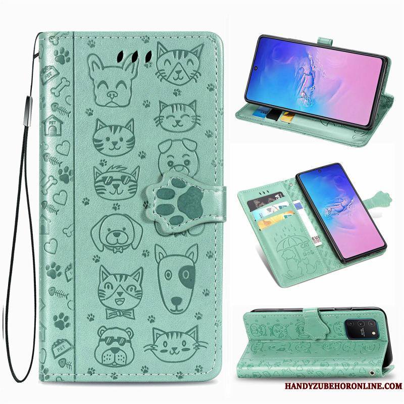 Samsung Galaxy S10 Lite Étoile Étui En Cuir Coque De Téléphone Motif Vert Charmant Clamshell