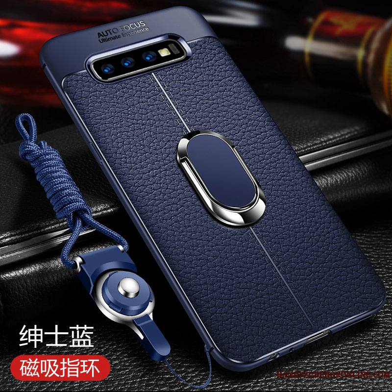 Samsung Galaxy S10+ Luxe Coque Silicone Étui En Cuir Fluide Doux De Téléphone Bleu