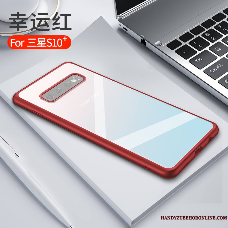 Samsung Galaxy S10+ Mode Coque De Téléphone Incassable Silicone Protection Étui Rouge