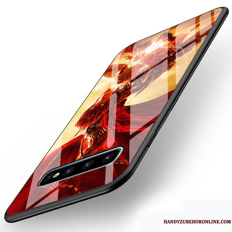 Samsung Galaxy S10 Rouge Incassable Fluide Doux Tout Compris Verre Étoile Coque De Téléphone