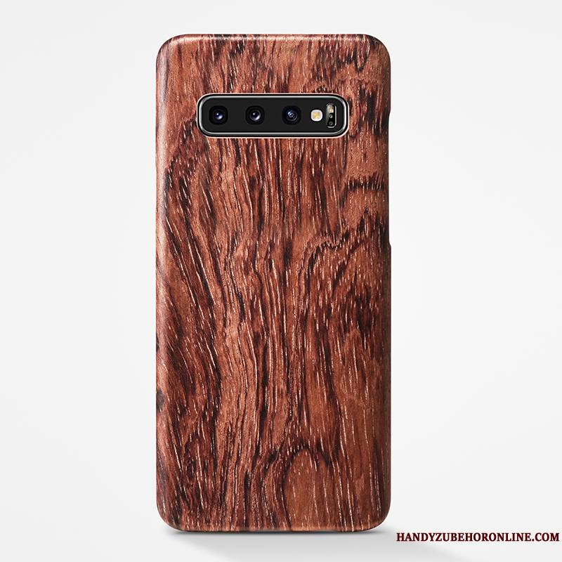 Samsung Galaxy S10+ Simple En Bois Téléphone Portable Couvercle Arrière Coque Étoile Protection