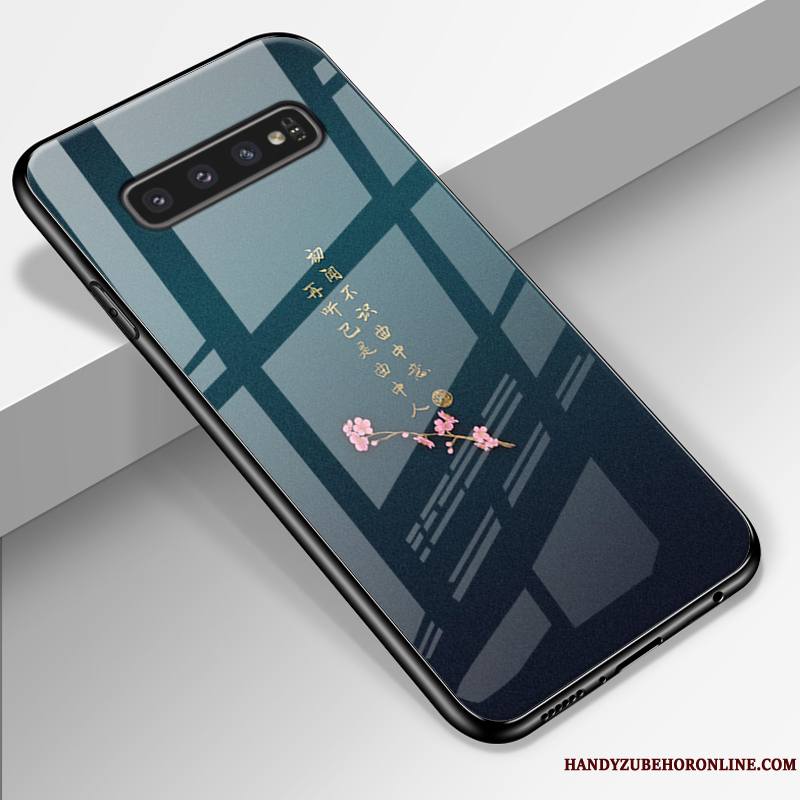 Samsung Galaxy S10 Tendance Bleu Verre Silicone Coque De Téléphone Incassable Étoile