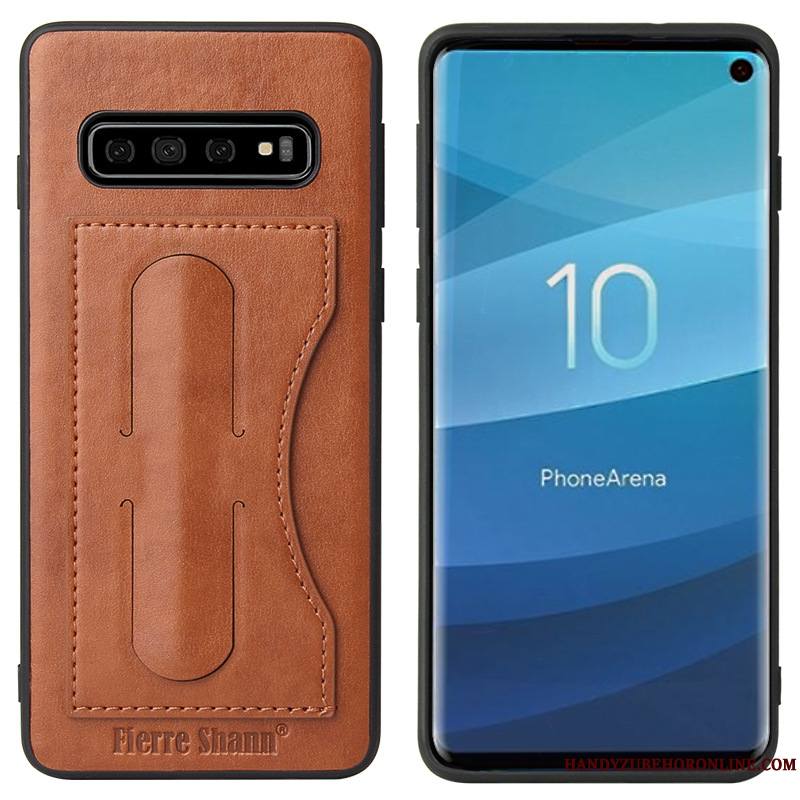 Samsung Galaxy S10 Étui En Cuir Foncé Invisible Étoile Coque De Téléphone