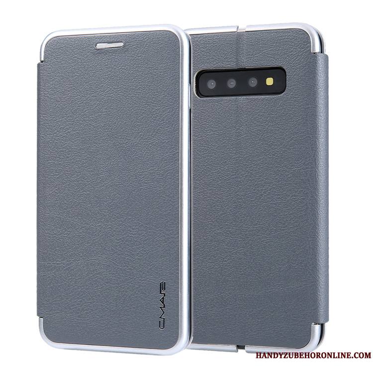 Samsung Galaxy S10+ Étui En Cuir Gris Personnalité Étoile Business Coque Protection