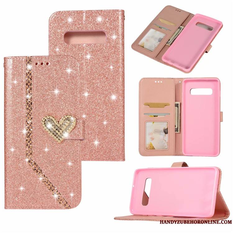 Samsung Galaxy S10 Étui En Cuir Nouveau Rose Amour Carte Housse Coque De Téléphone