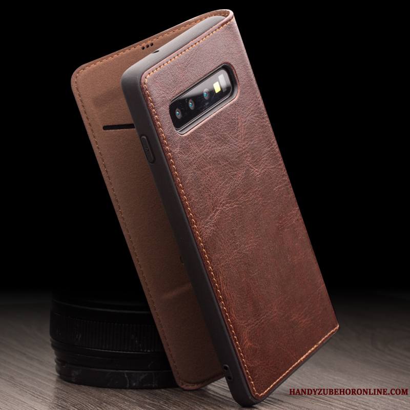 Samsung Galaxy S10+ Étui En Cuir Protection Tout Compris Carte Coque De Téléphone Téléphone Portable Étoile