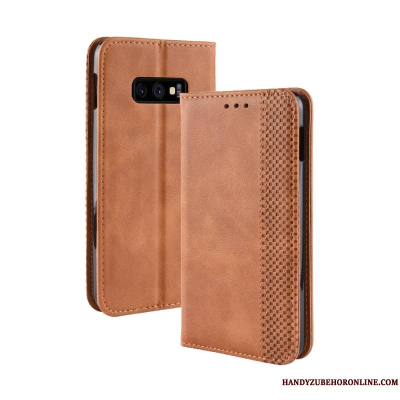 Samsung Galaxy S10e Coque Incassable Vintage Étui Protection Carte Modèle Fleurie Étui En Cuir