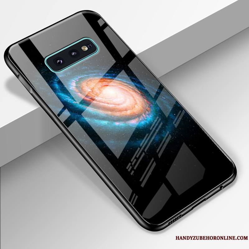 Samsung Galaxy S10e Coque Noir Personnalité Verre Silicone Étui Tout Compris Fluide Doux