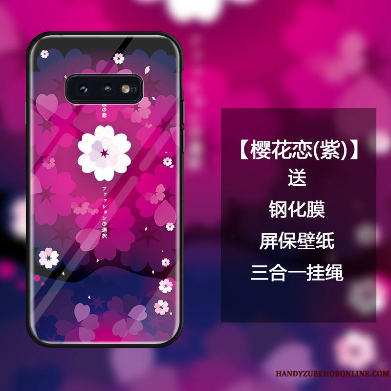 Samsung Galaxy S10e Coque Rose Verre Trempé Étui Marque De Tendance Personnalité Tout Compris Étoile