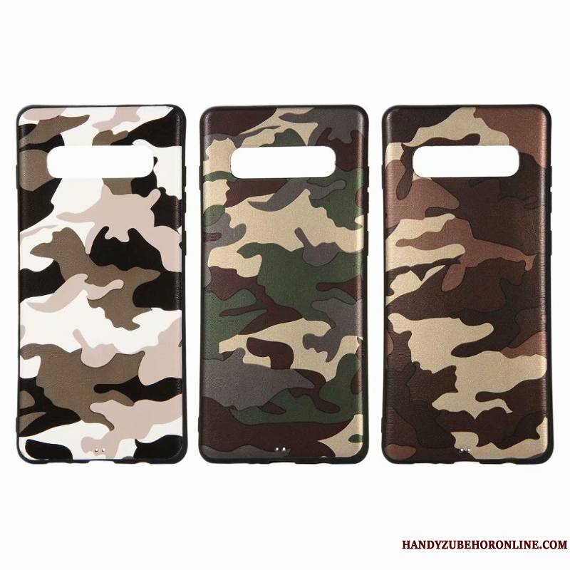 Samsung Galaxy S10e Coque Tout Compris Camouflage Vert Protection Marque De Tendance Délavé En Daim Étoile