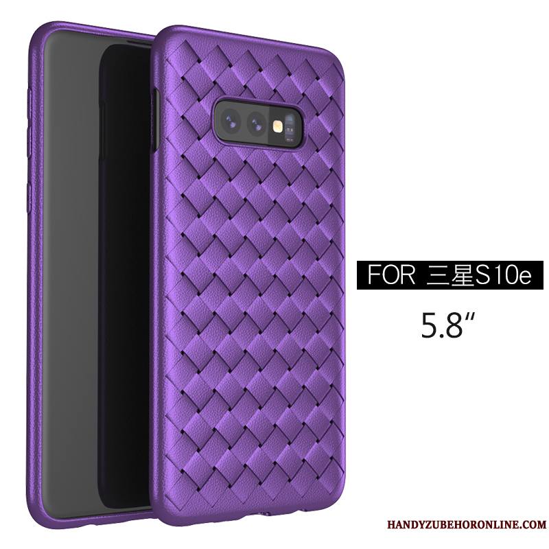 Samsung Galaxy S10e Coque Violet Fluide Doux Cuir Modèle Fleurie Protection Étoile Étui